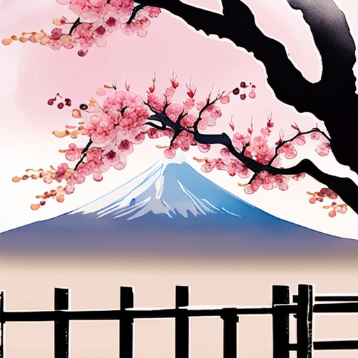 Japan - Mount Fuji with cherry blossoms