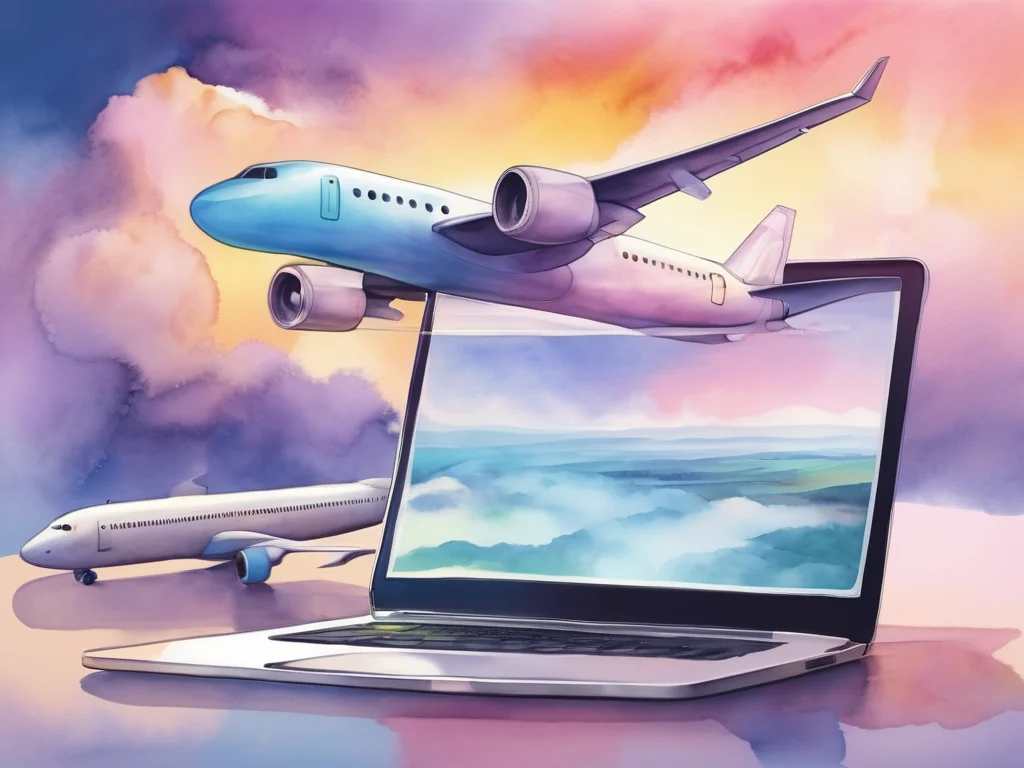 Flight booking strategies - watercolor illustration
