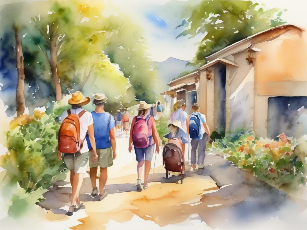 Free travel activities - watercolor illustration
