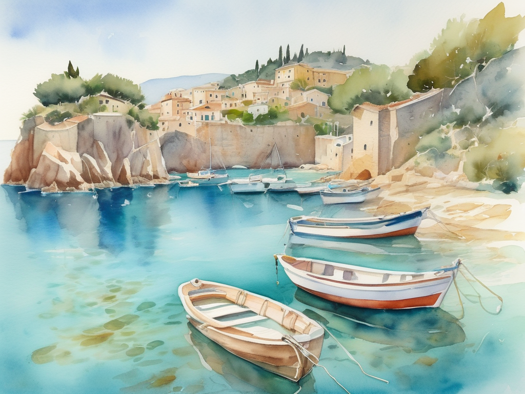 Crystal clear waters and boats at Isola del Giglio harbor