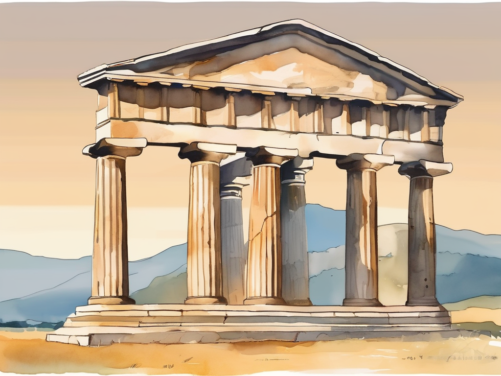 Ancient Greek temples at Paestum with mountain backdrop