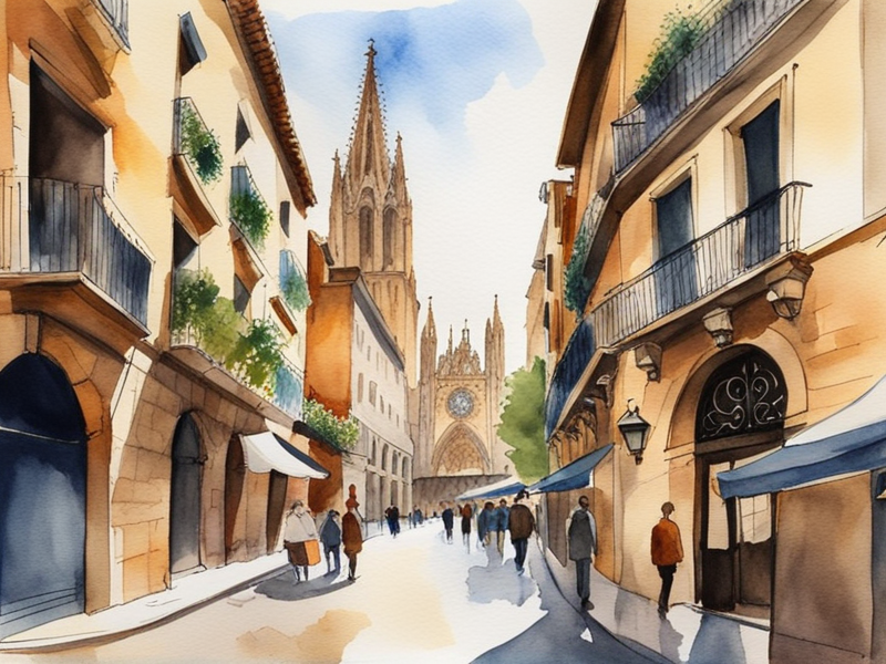 Gothic Quarter plaza in Barcelona with medieval architecture and outdoor cafes