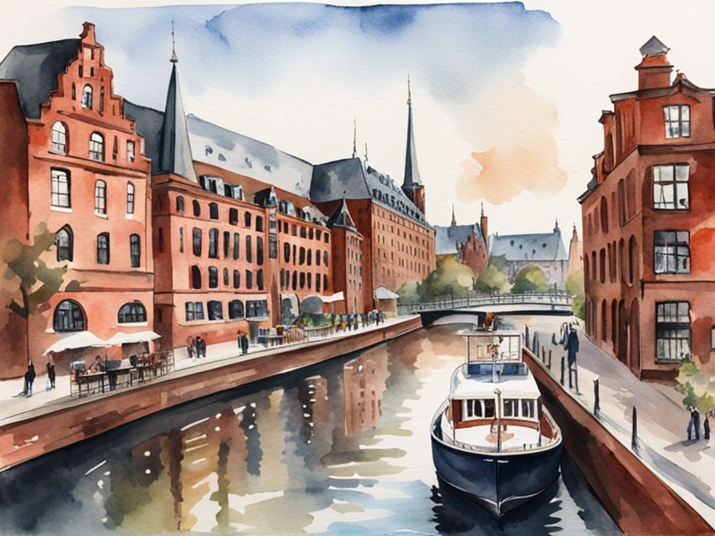 Hamburg Speicherstadt red brick warehouses with canals and bridges in historic atmosphere