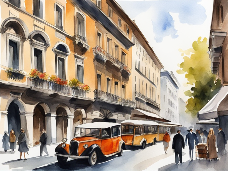 Milan fashion district with luxury boutiques and elegant shopping streets