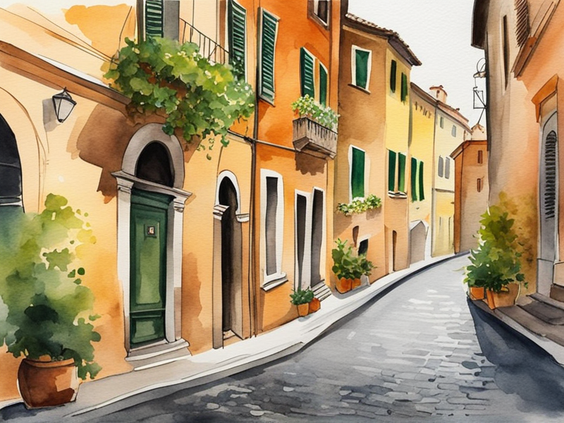 Evening in Trastevere neighborhood Rome with cobblestone streets and warm restaurant lights