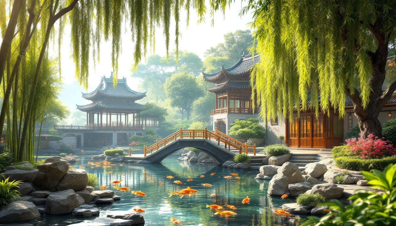 Shanghai Yu Garden with traditional pavilions and koi ponds