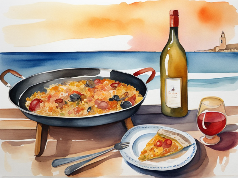 Authentic Valencian paella served beachside with Mediterranean views