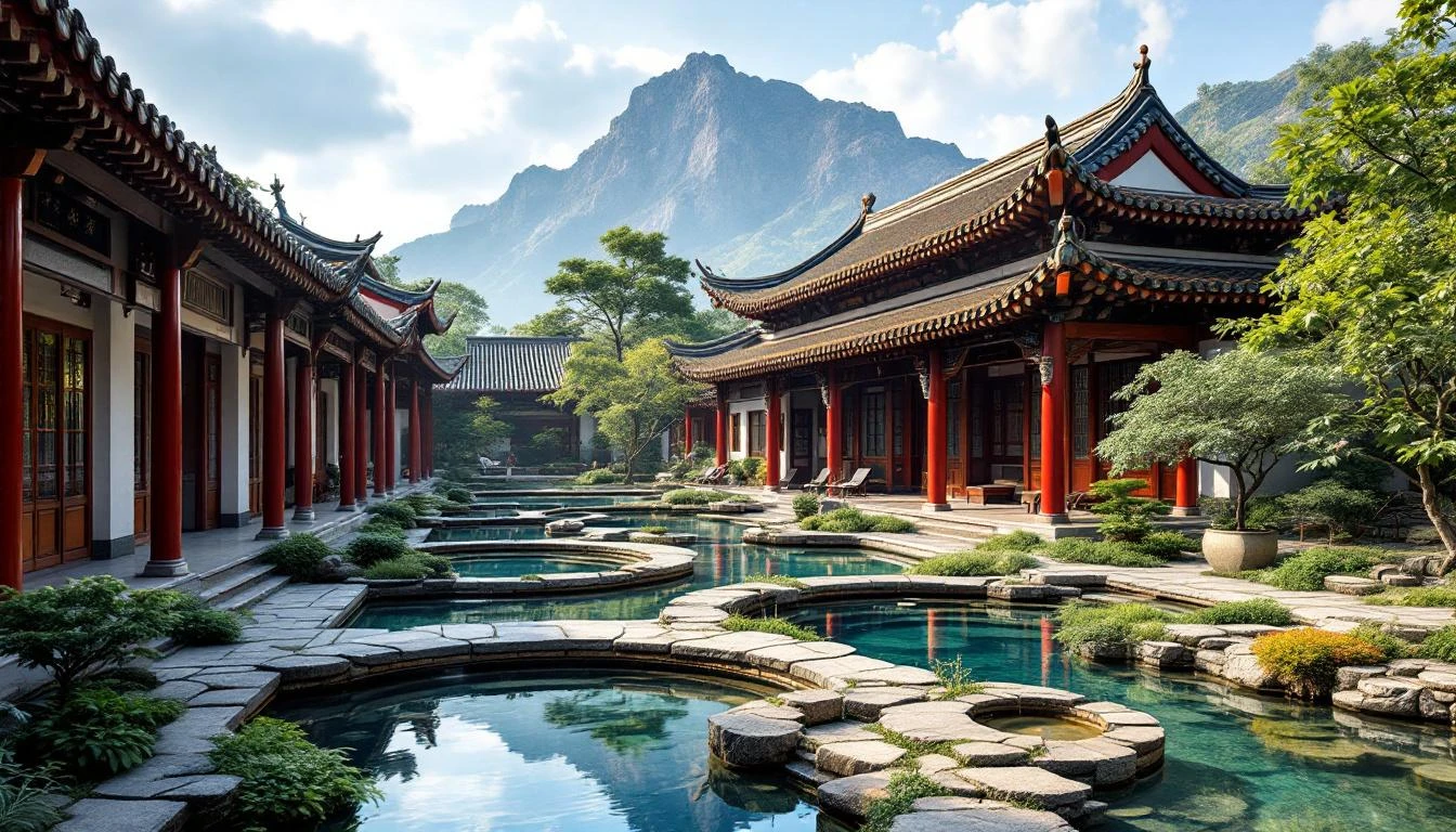 Xi'an Huaqing Palace with traditional architecture and mountain backdrop