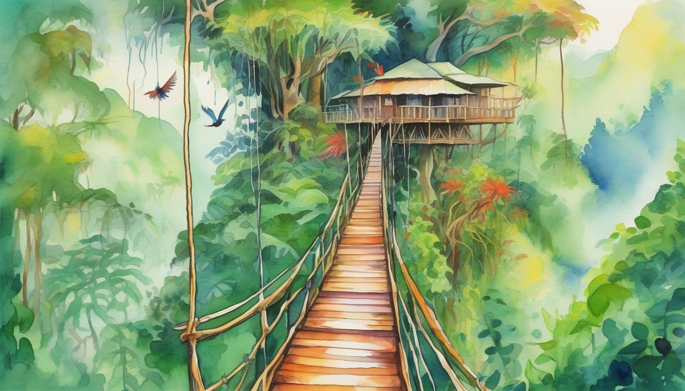Costa Rica rainforest with waterfall