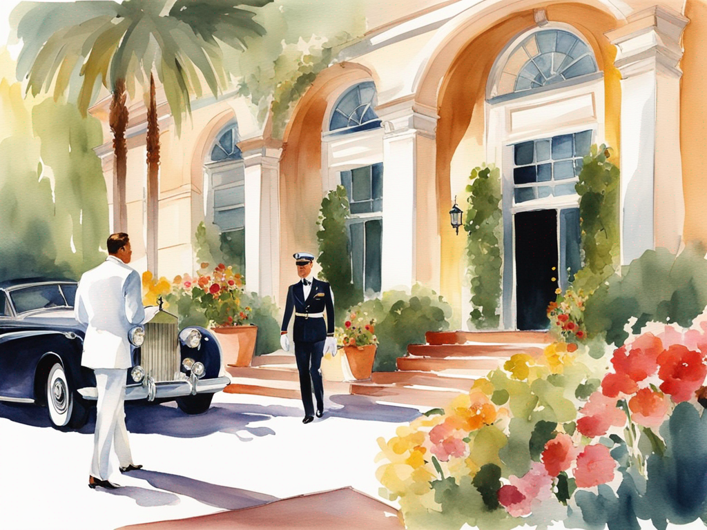 Elegant Beverly Hills luxury hotel with palm trees and sophisticated design