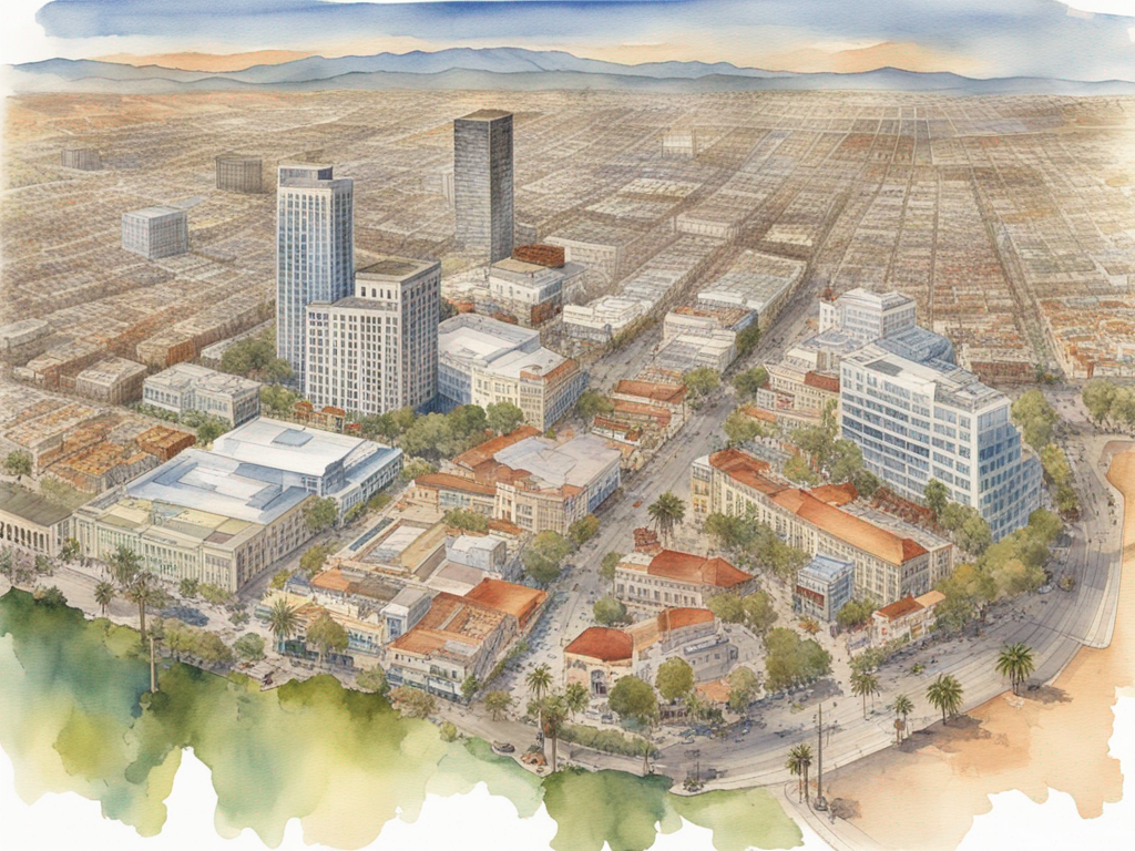 Aerial view map showing diverse Los Angeles neighborhoods