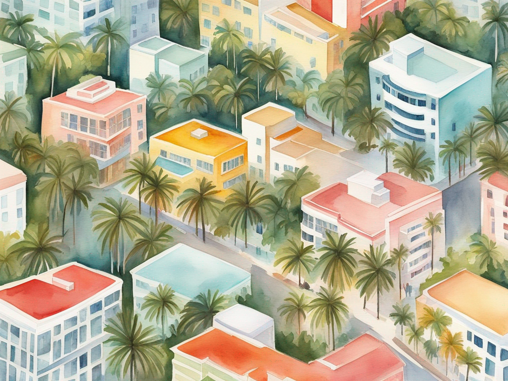 Aerial view map showing diverse Miami neighborhoods