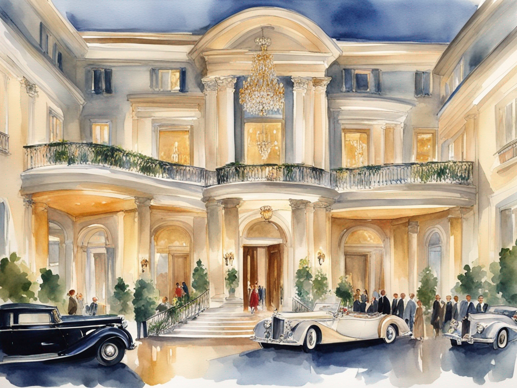 Elegant American luxury hotel entrance with sophisticated design