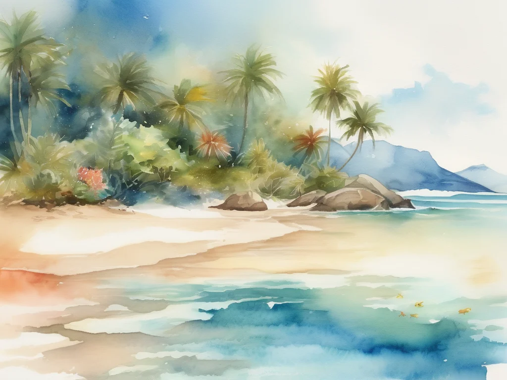 Con Dao Islands Vietnam watercolor painting