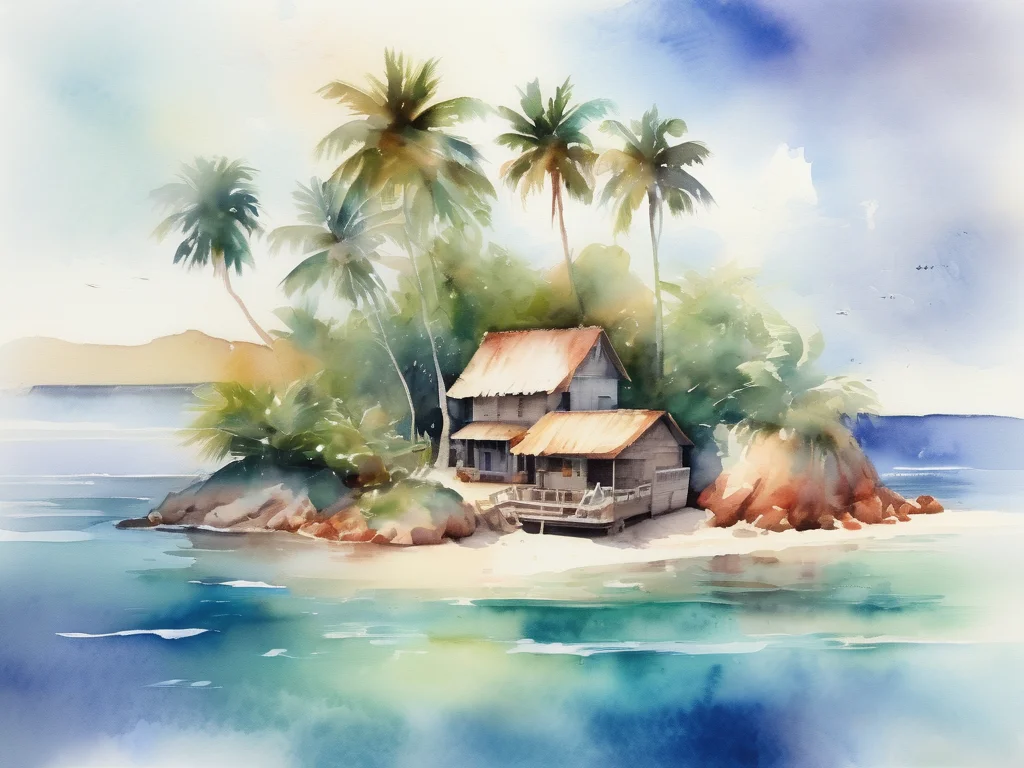 Kapas Island Malaysia watercolor painting