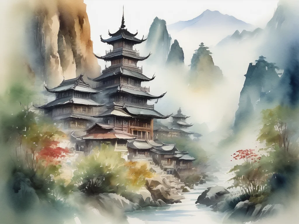 Nan Province Thailand watercolor painting