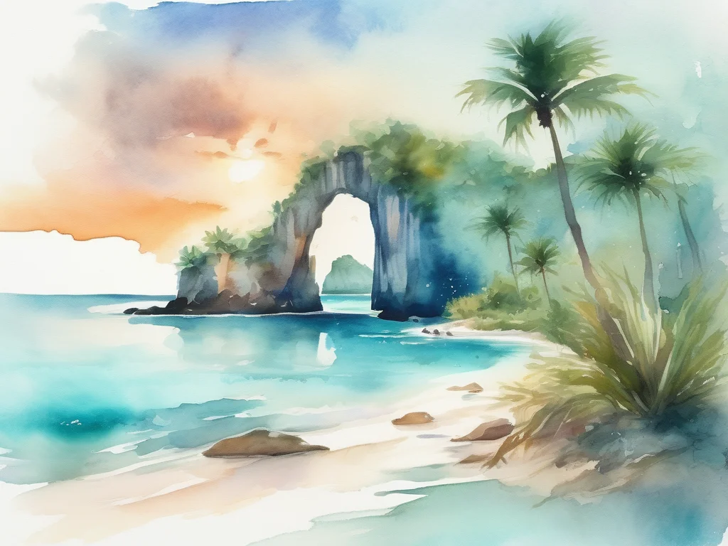 Siargao Island Philippines watercolor painting