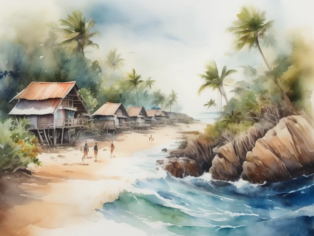 Sumbawa Island Indonesia watercolor painting